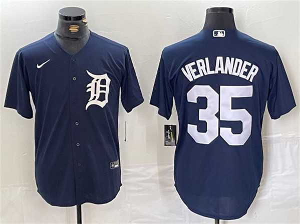 Mens Detroit Tigers #35 Justin Verlander Navy Cool Base Stitched Baseball Jersey